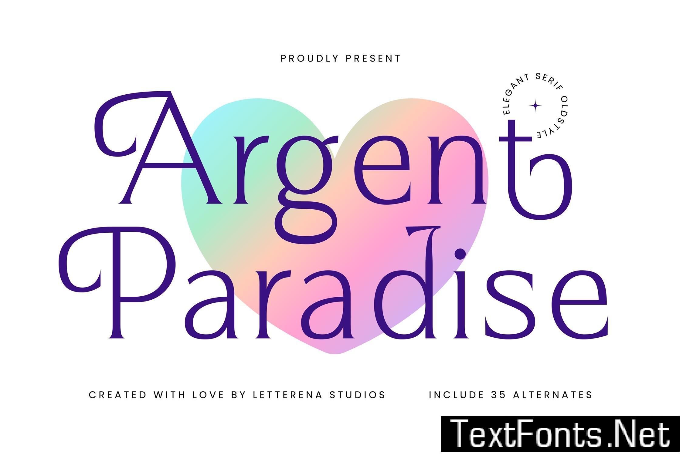 Argent Paradise Elegant Serif Oldstyile 4GXC4SS